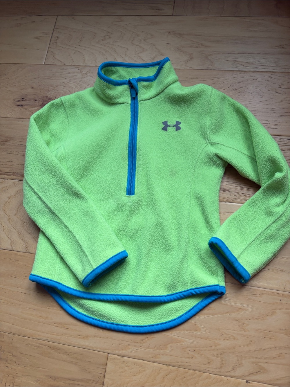 Under Armour Kids Lime Green Fleece Half-Zip with Blue Trim